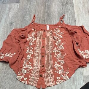 ✨ Boho Dreamy Dusty Rose Floral Top – Size Small ✨
